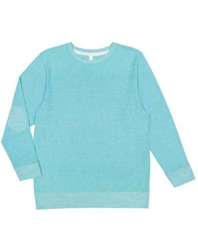 LAT 6965 Adult Harborside Melange French Terry Crewneck with Elbow Patches