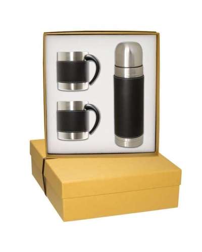 Leeman LG-9278 Tuscany Thermal Bottle And Coffee Cups Gift Set