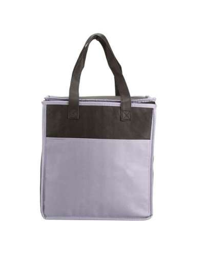 Prime Line BG127 Two-Tone Flat Top Insulated Non-Woven Grocery Tote