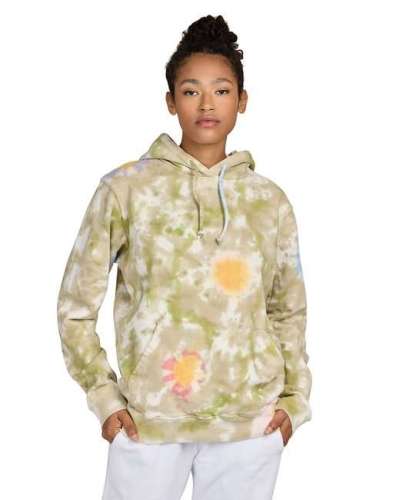 US Blanks 4412FL Unisex Made in USA Flower Tie-Dye Hooded Sweatshirt