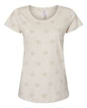 Code Five 3629 Women's Star Print Scoop Neck Tee