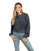 chicka-d 504 Ladies' Burnout Campus Crop Sweatshirt